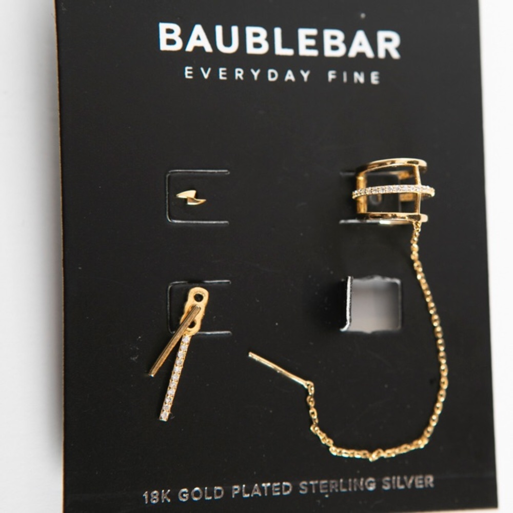 Bauble Bar fine gold earring set
